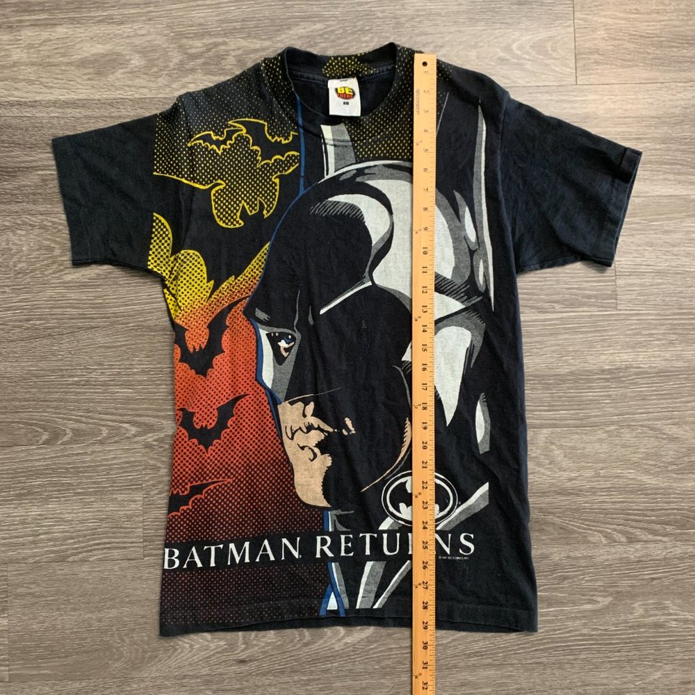 Vintage Batman Retruns Michael Keaton AOP Shirt Sz. L 1991 DC Comics - Picture 5 of 8